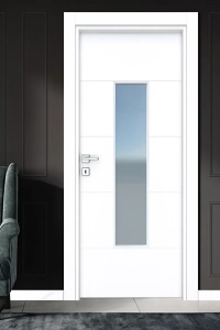 MELAMİN KARİZMA İKİ CAMLI ODA KAPISI, BEYAZ, 86/204/14-17 CM